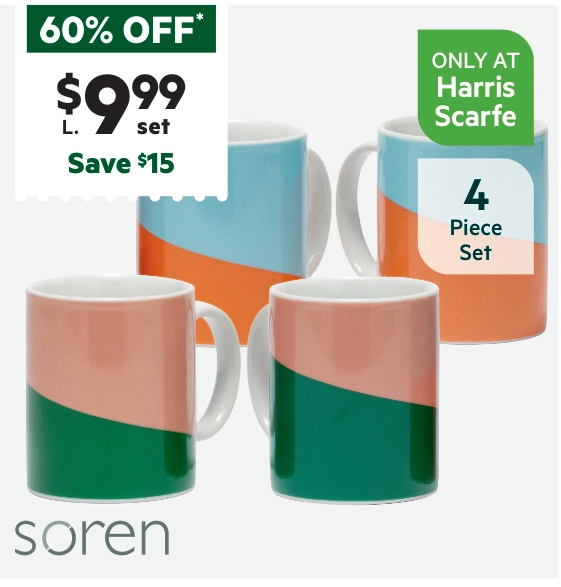 Soren Spliced Mug 4 Pack Orange