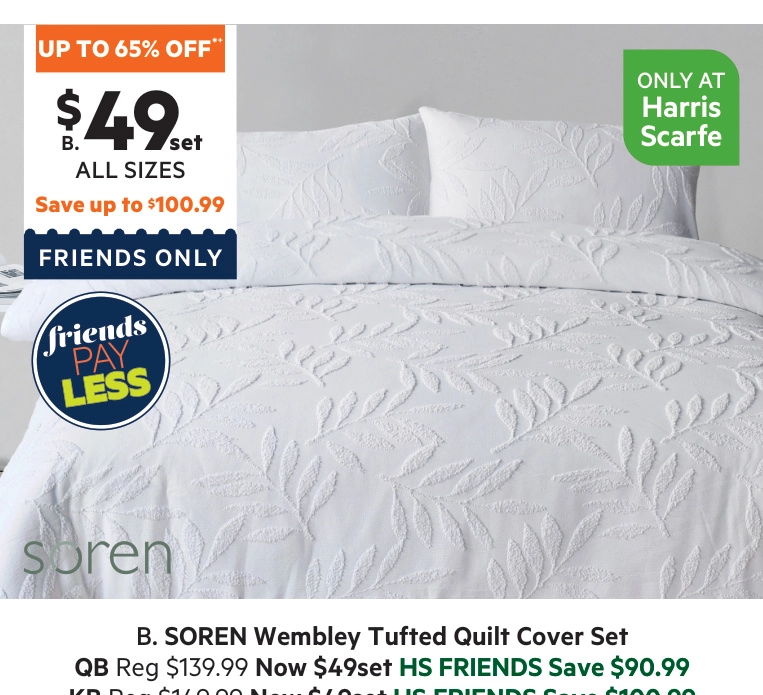 Soren Wembley Tufted Quilt Cover Set White