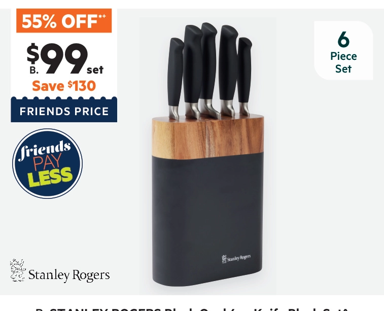 Stanley Rogers 6-Piece Oval Knife Block Set