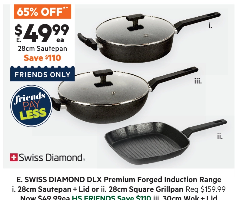 Swiss Diamond Deluxe Premium 28 cm Forged Induction Sautepan with Lid