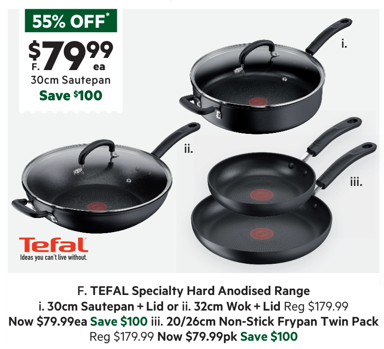 Tefal Specialty 30 cm Hard Anodised Sautepan with Lid