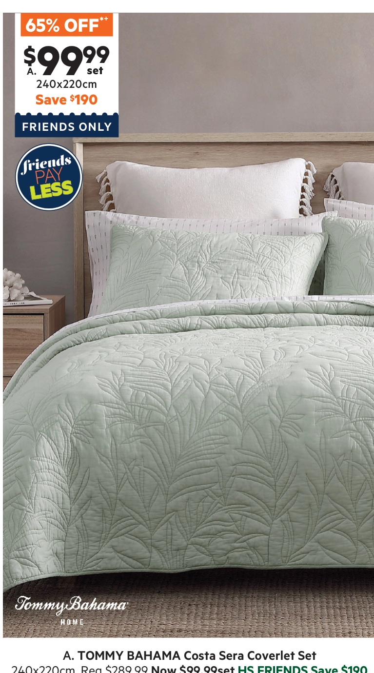 Tommy Bahama Costa Sera Coverlet Set Sage 220 x 240 cm