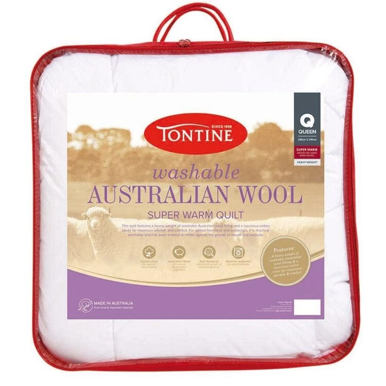 Tontine 500 GSM Super Warm Washable Australian Wool Quilt White Queen