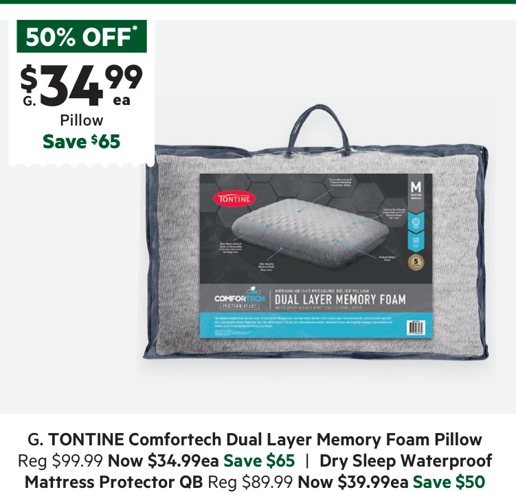 Tontine Dual Layer Memory Foam Pillow