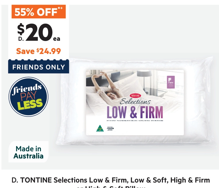 Tontine Selections Low & Firm Pillow Standard