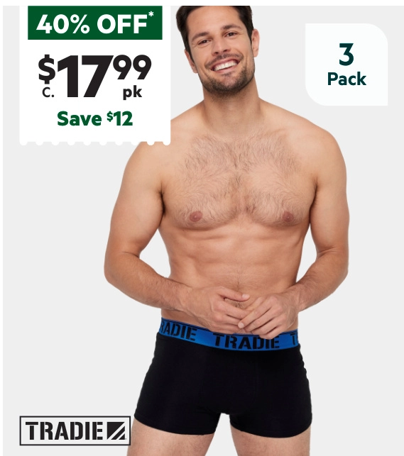 Tradie Black Men's Trunk 3 Pack Black & Fluro Lime