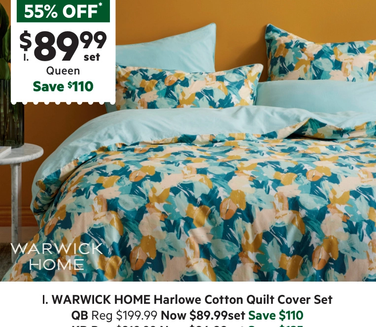 Warwick Home Harlowe Cotton Quilt Cover Set Multicoloured Print