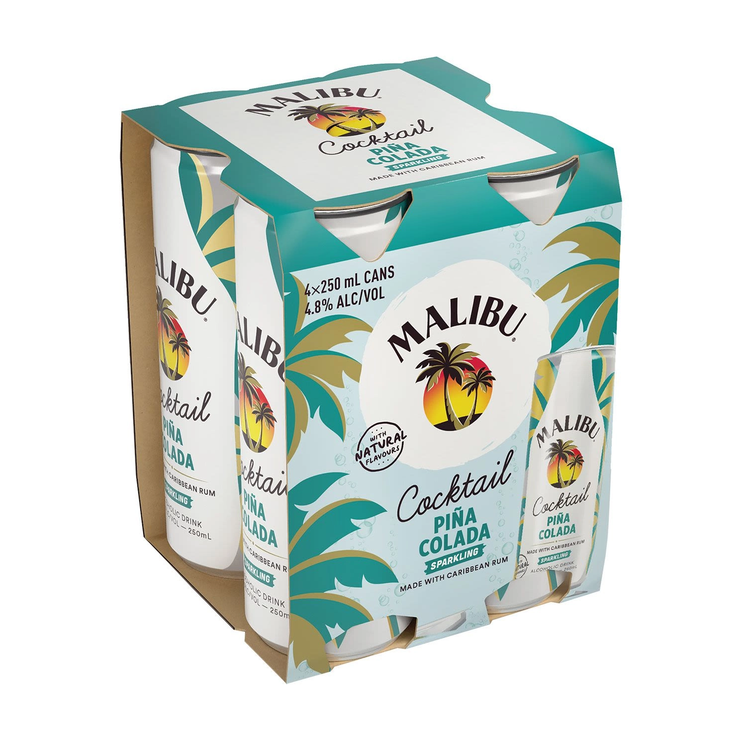 Malibu Cocktail Pina Colada 4.8% Premix Cans 250mL 4 pack