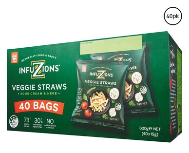 Infuzions Veggie Straws Sour Cream & Herb 40pk/600g