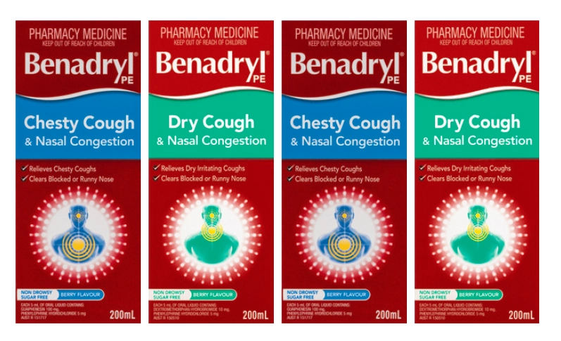 Benadryl PE Chesty Cough & Nasal Congestion or Dry Cough 200ml