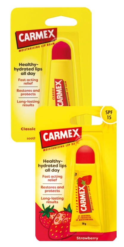 Carmex Lip Balm Classic or Strawberry Squeeze Tube 10g