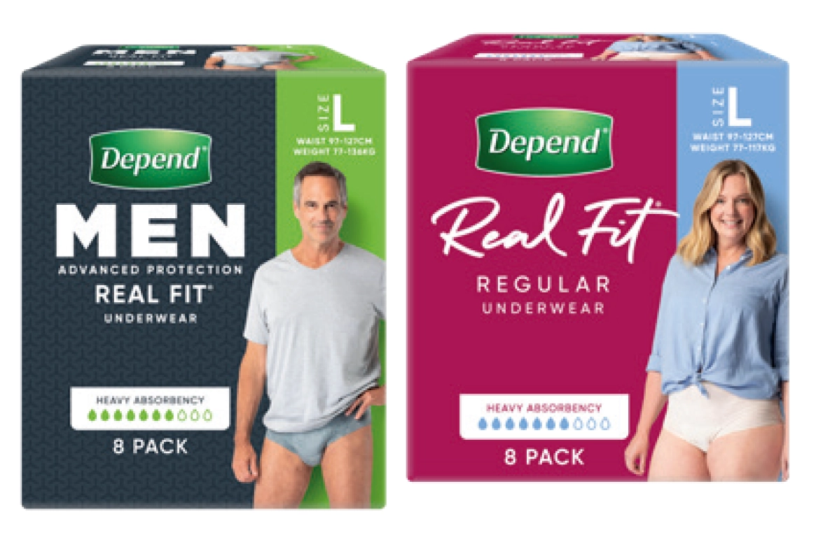 Depend Real Fit Men or Women Underwear Large 8 Pack