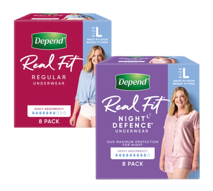 Depend Real Fit Regular or Night Defence 8 Pack