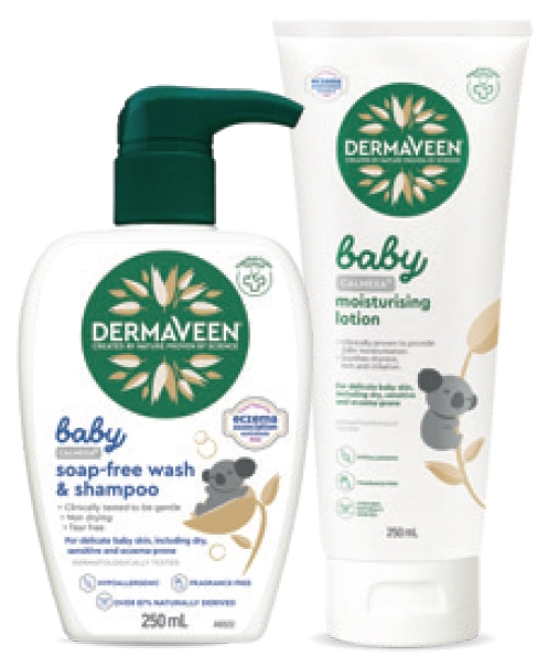 DermaVeen Baby Calmexa Moisturising Lotion or Soap-Free Wash & Shampoo 250ml