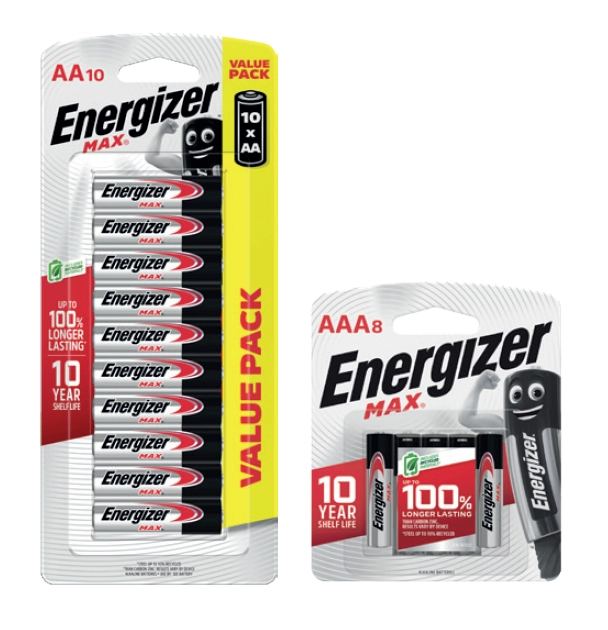 Energizer Max AA 10 or AAA 8 Pack