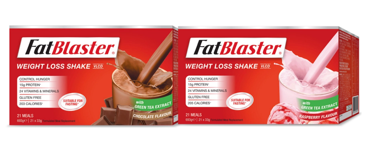 FatBlaster Weight Loss Shake Chocolate or Raspberry Flavour 21 x 33g Sachets