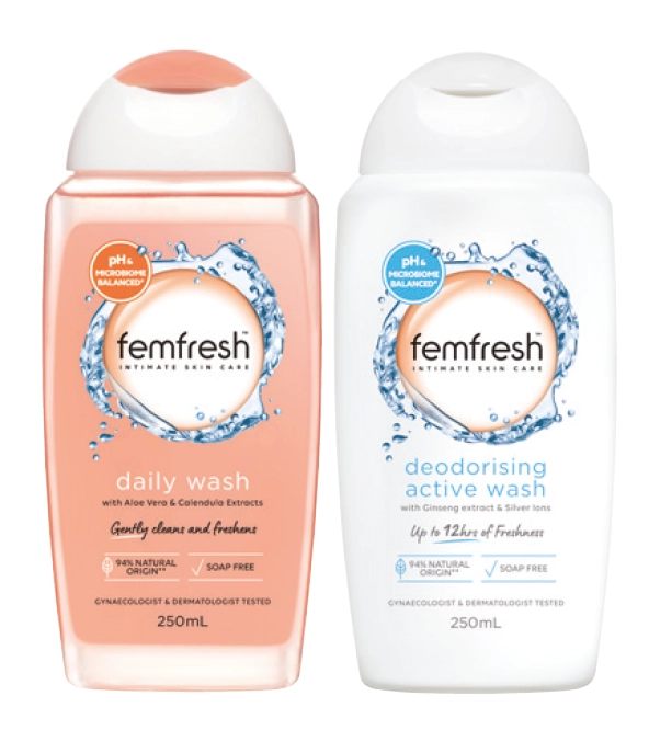 Femfresh Daily or Deodorising Active Wash 250ml