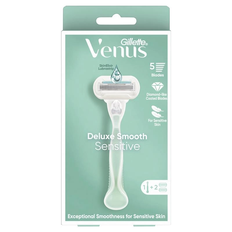 Gillette Venus Deluxe Smooth Sensitive Razor Handle+ 2 Blade Reflls