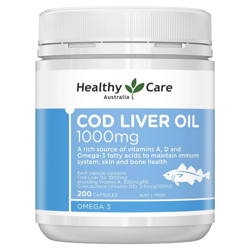 Healthy Care Cod Liver Oil 1000mg 200 Capsules