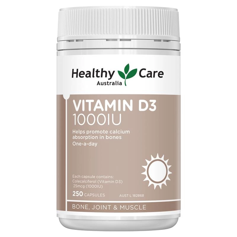 Healthy Care Vitamin D3 1000IU 250 Soft Capsules