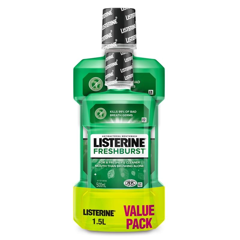 Listerine Mouthwash Fresh Burst Value Pack 1 Litre + 500ml