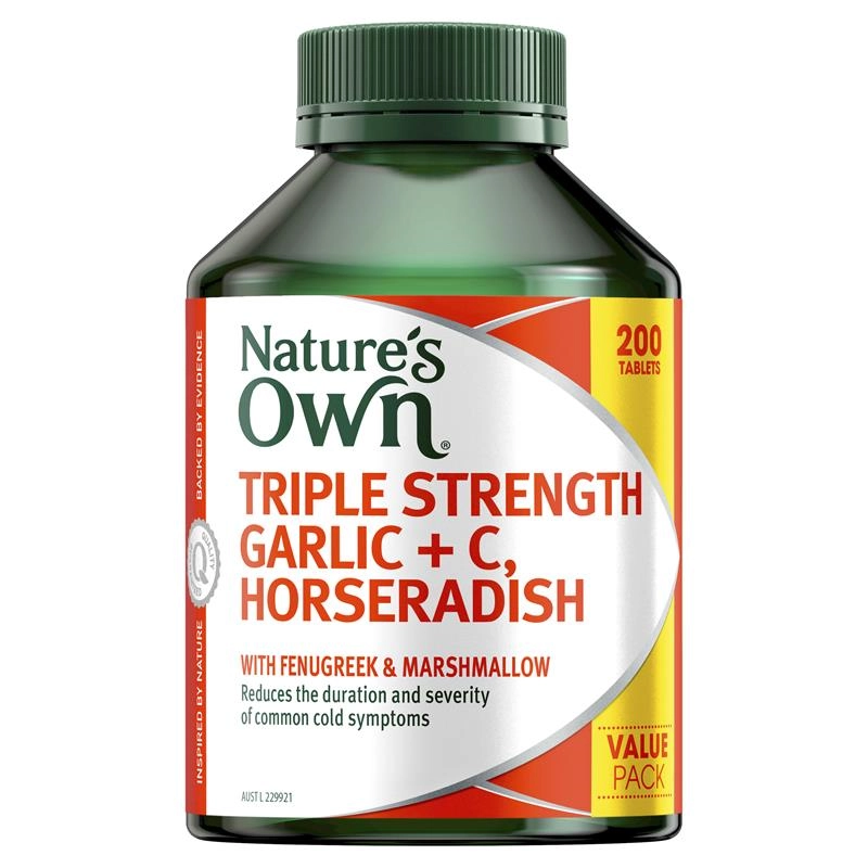 Nature’s Own Triple Strength Garlic + C, Horseradish 200 Tablets