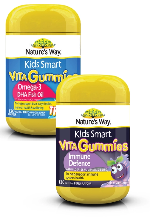 Nature's Way Kids Smart Vita Gummies Omega-3 Fish Oil or Immune Defence 120 Pastilles