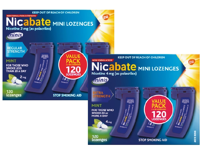 Nicabate Minis 2mg or 4mg 120 Lozenges Exclusive Size