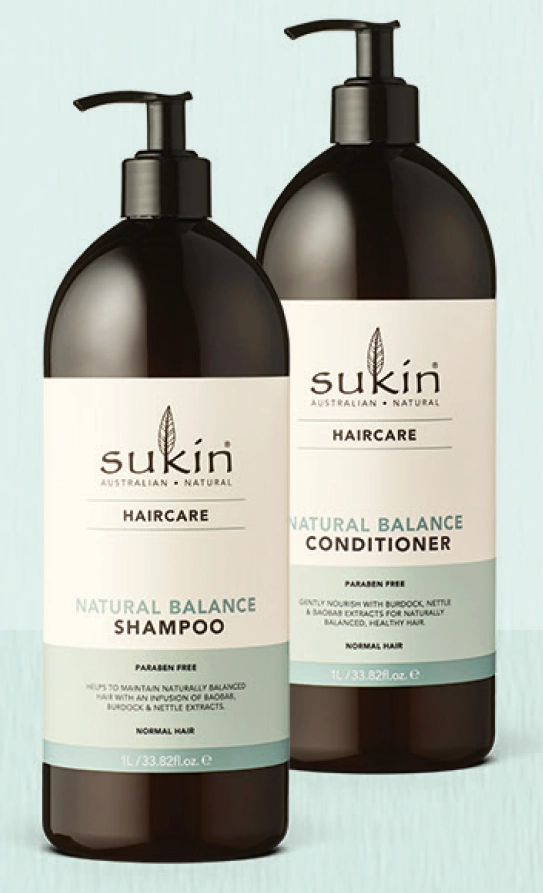 Sukin Natural Balance Shampoo or Conditioner 1 Litre