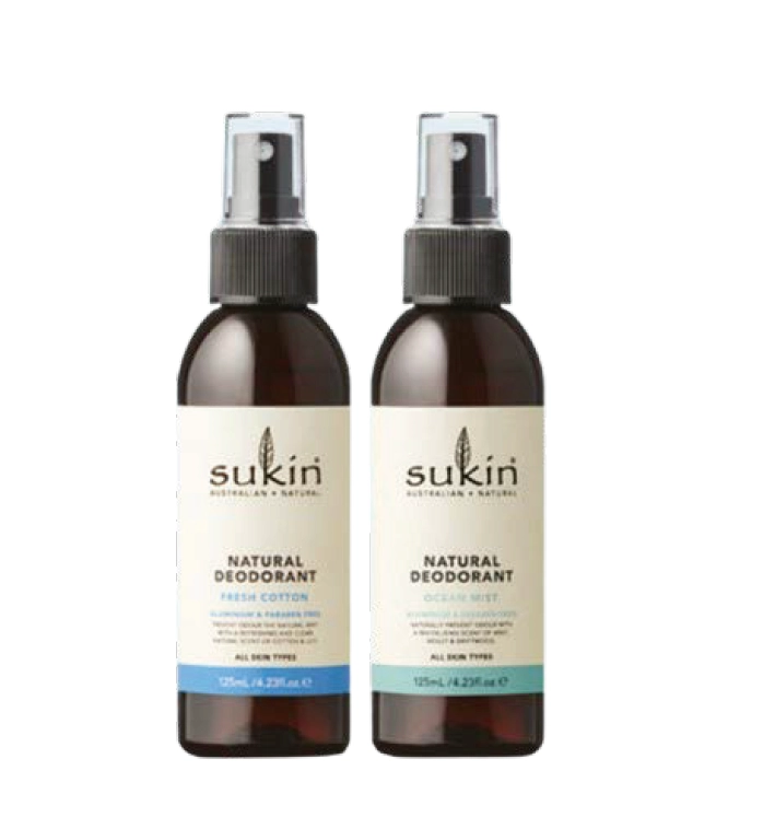 Sukin Natural Deodorant Fresh Cotton or Ocean Mist 125ml