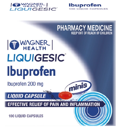 Wagner Health Liquigesic Mini Ibuprofen 200mg 100 Liquid Capsules