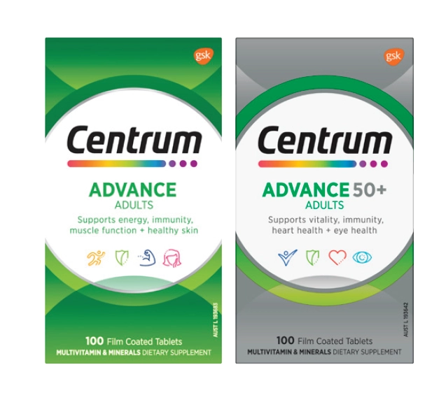 Centrum Advance Multivitamin or Advance 50+ Multivitamin 100 tablets