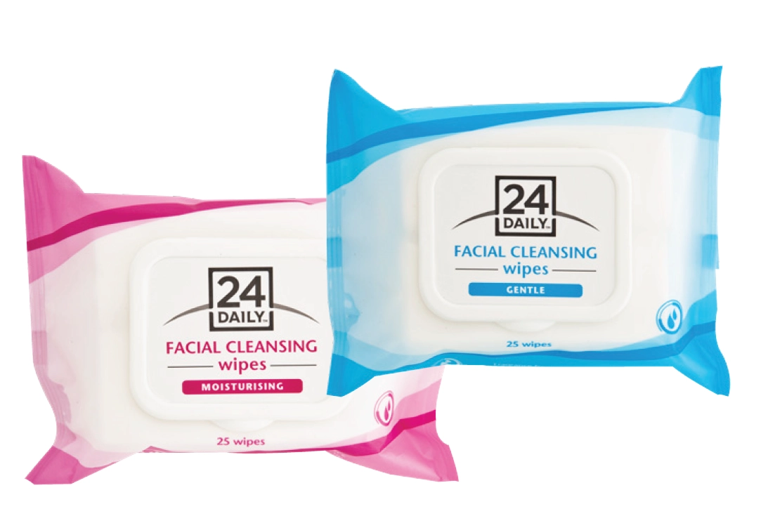 24 Daily Facial Cleansing Wipes Moisturising 25 wipes or Facial Cleansing Wipes Gentle 25 wipes