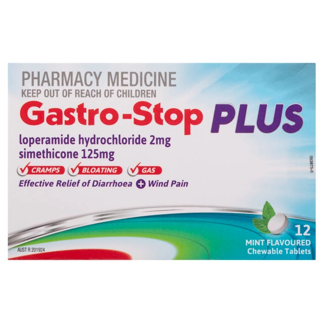 Gastro-Stop Plus Acute Diarrhoea Relief Mint Flavoured 12 chewable tablets