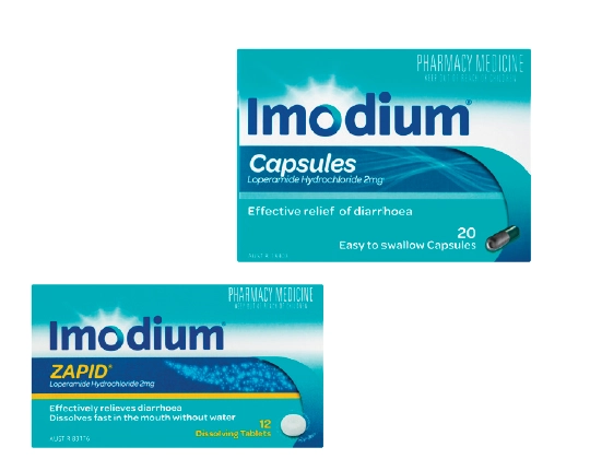 Imodium 2mg 20 capsules or Zapid 2mg 12 tablets