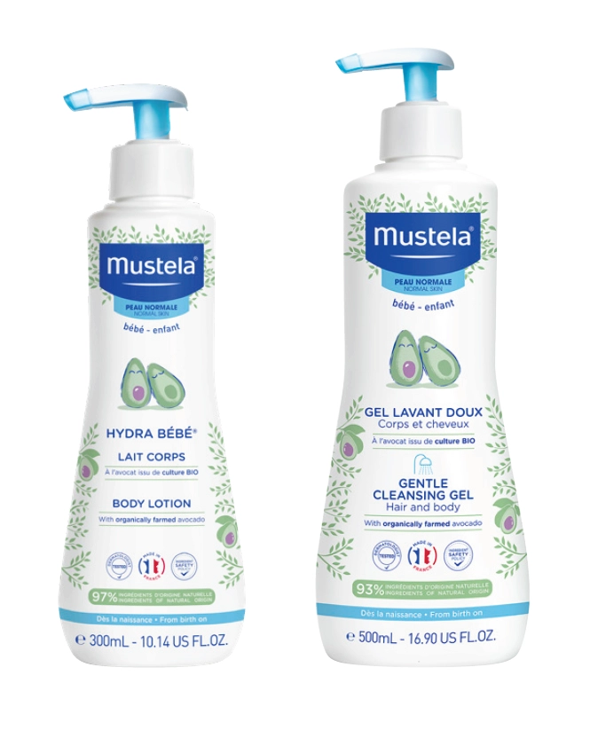 Mustela Hydra-Bebe Body Lotion Pump Bottle 300ml or Gentle Cleansing Gel 500ml