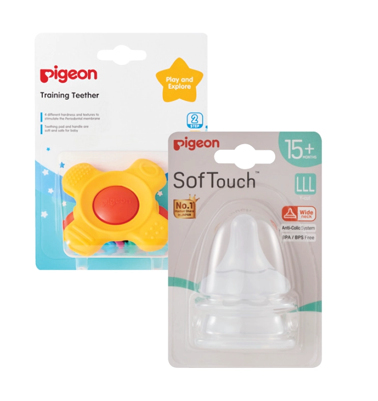 Pigeon Training Teether Step 2 1 each or Softouch 3 Nipple Blister LLL 2 Pack