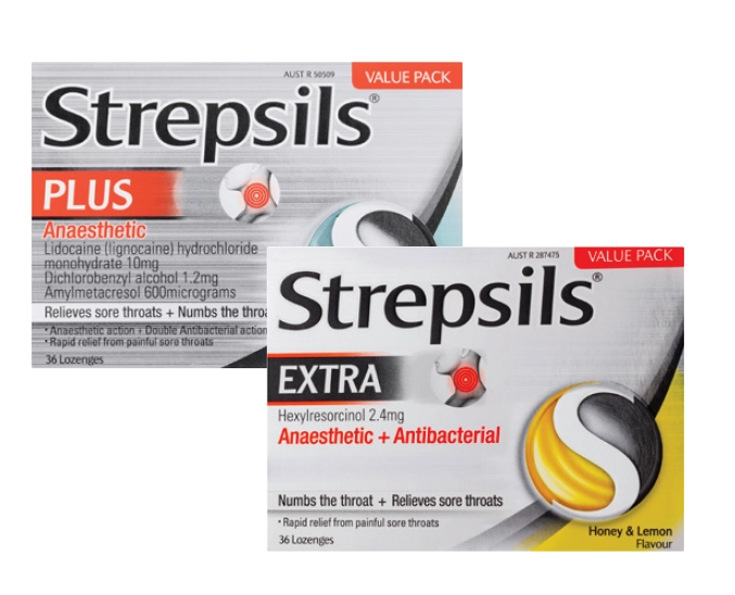 Strepsils Plus Anaesthetic 36 lozenges or Extra Honey & Lemon Throat 36 lozenges