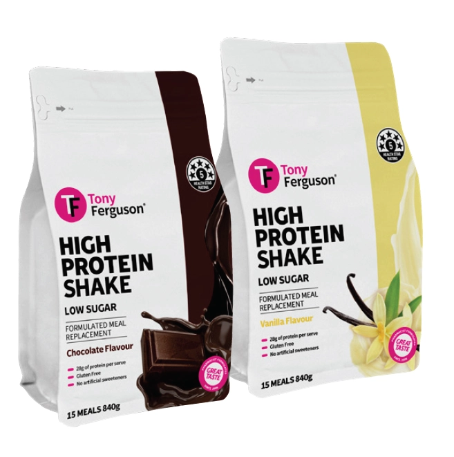 Tony Ferguson High Protein Shake Chocolate or Vanilla Flavour 840g