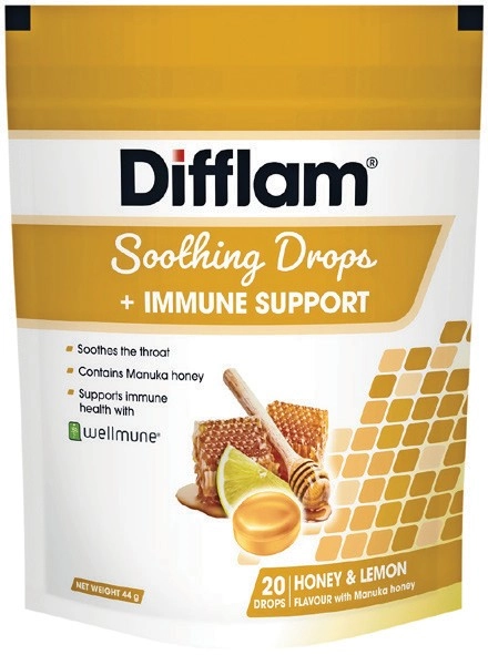 Difflam Soothing Drops + Immune Support Honey & Lemon Flavour 20 Drops