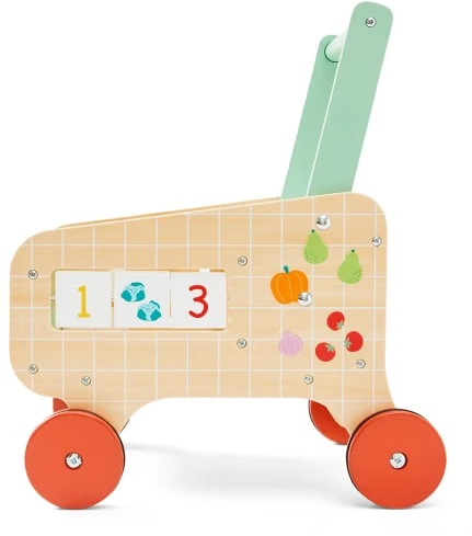 4 Piece Wooden Shopping Cart Playset