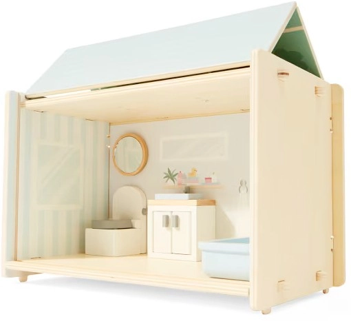 NEW 6 Piece Wooden Modular Dollhouse - Bathroom