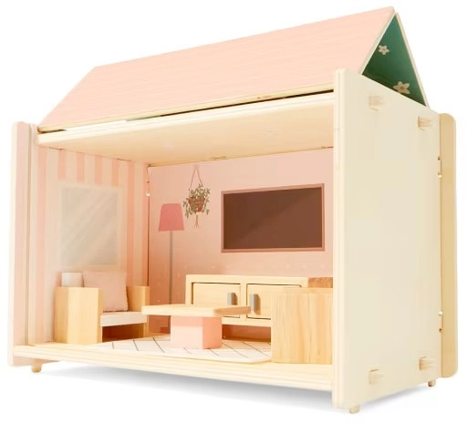 NEW 9 Piece Wooden Modular Dollhouse - Living Room