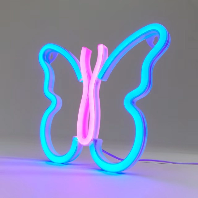 NEW LED Neon Butterfly Light - Blue and Pink