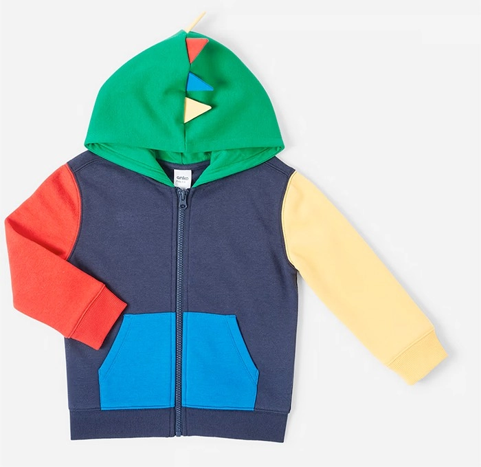 Novelty Colour Block Zip Front Hoodie