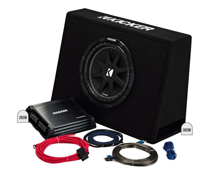 Kicker 10” Subwoofer in Slim Enclosure Plus Amplifier & Wiring Kit