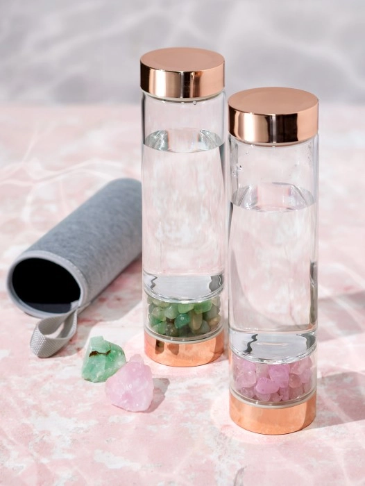 Glass Drink Bottles with Crystals 500mL