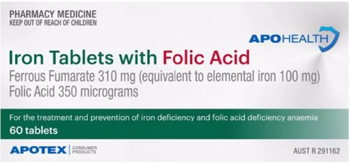 Apohealth Iron with Folic Acid 60 Tablets