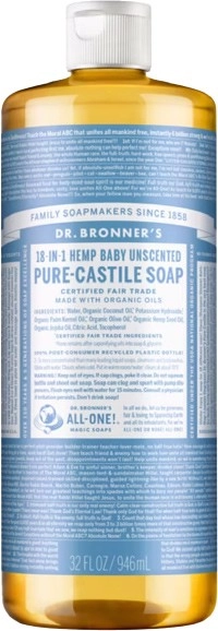 Dr Bronners Pure Castile Liquid Soap Baby Unscented 946ml