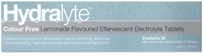 Hydralyte Effervescent Electrolyte Tablets Colour Free Lemonade 20 Pack